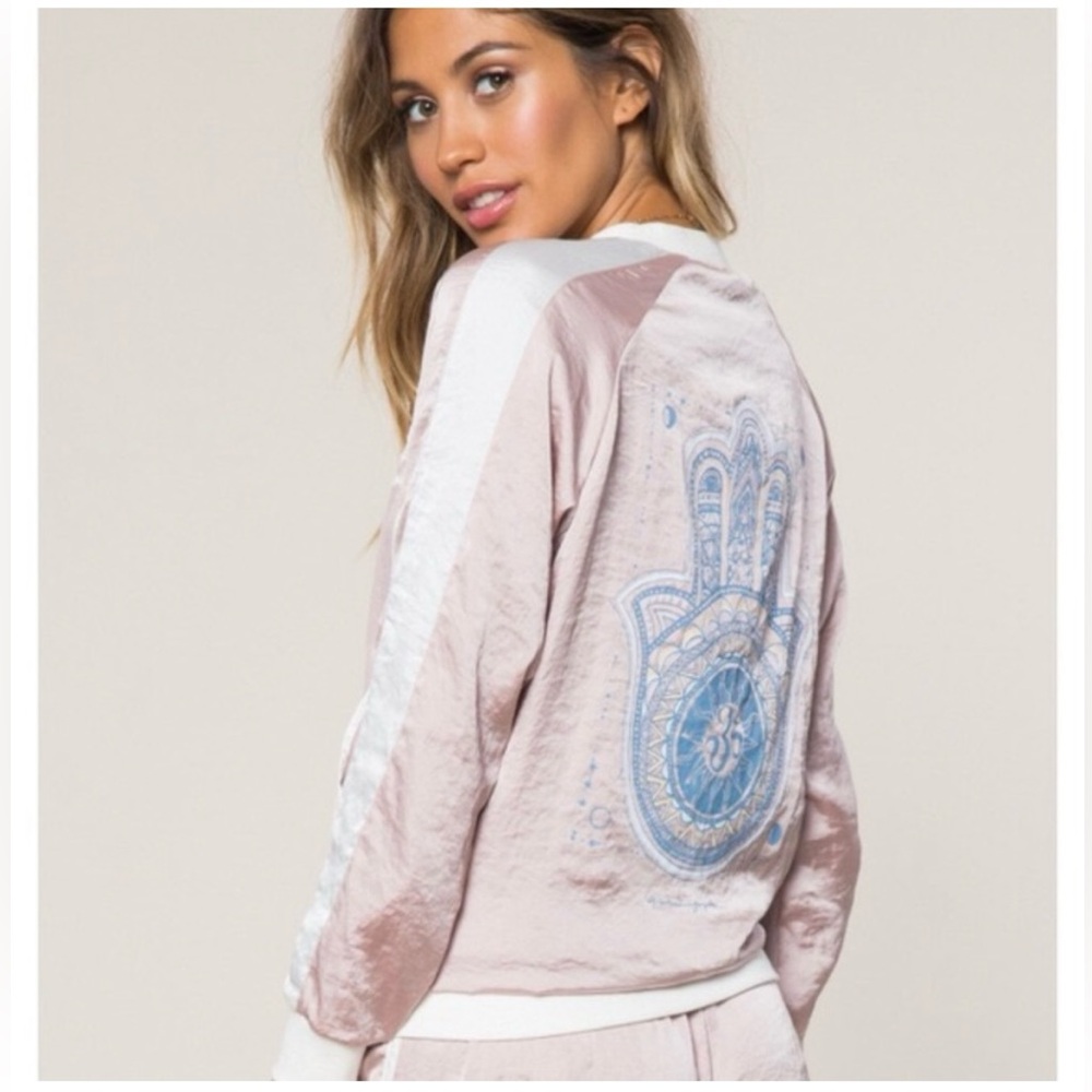 SPIRITUAL GANSTER two piece set namaste hamsa shorts and bomber jacket
